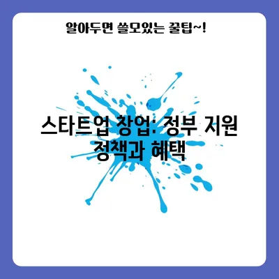 스타트업 창업: 정부 지원 정책과 혜택