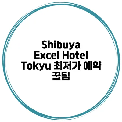 Shibuya Excel Hotel Tokyu 최저가 예약 꿀팁