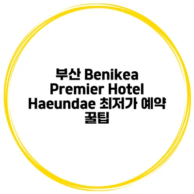 부산 Benikea Premier Hotel Haeundae 최저가 예약 꿀팁