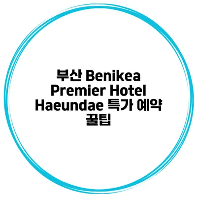 부산 Benikea Premier Hotel Haeundae 특가 예약 꿀팁