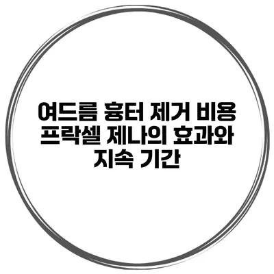 여드름 흉터 제거 비용 프락셀 제나의 효과와 지속 기간