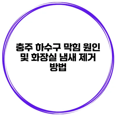 충주 하수구 막힘 원인 및 화장실 냄새 제거 방법