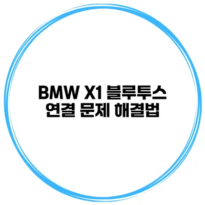 BMW X1 블루투스 연결 문제 해결법