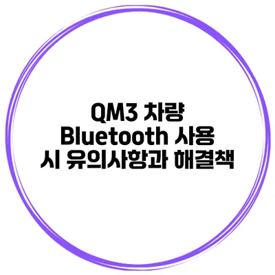 QM3 차량 Bluetooth 사용 시 유의사항과 해결책