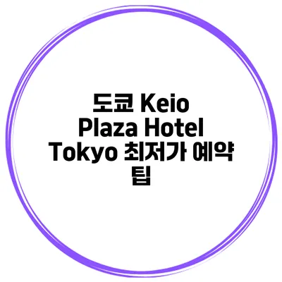 도쿄 Keio Plaza Hotel Tokyo 최저가 예약 팁
