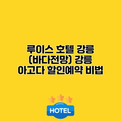 루이스 호텔 강릉 (바다전망) 강릉 아고다 할인예약 비법