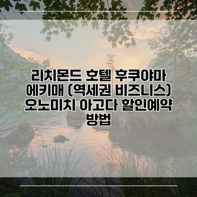 리치몬드 호텔 후쿠야마 에키매 (역세권 비즈니스) 오노미치 아고다 할인예약 방법