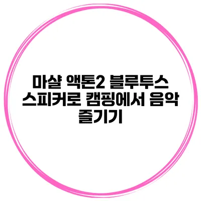 마샬 액톤2 블루투스 스피커로 캠핑에서 음악 즐기기