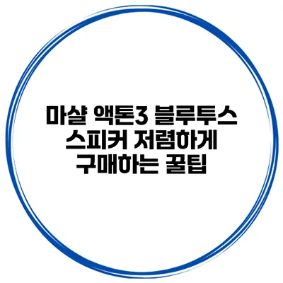 마샬 액톤3 블루투스 스피커 저렴하게 구매하는 꿀팁