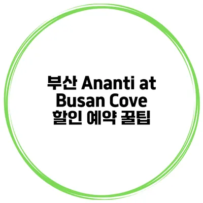 부산 Ananti at Busan Cove 할인 예약 꿀팁