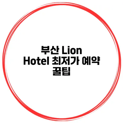 부산 Lion Hotel 최저가 예약 꿀팁