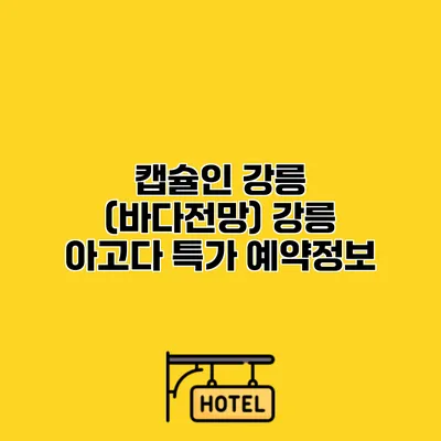 캡슐인 강릉 (바다전망) 강릉 아고다 특가 예약정보