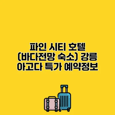 파인 시티 호텔 (바다전망 숙소) 강릉 아고다 특가 예약정보